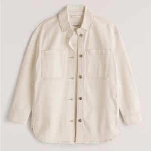 Abercrombie Denim Oversized Shirt Jacket / Size XL / CREAM